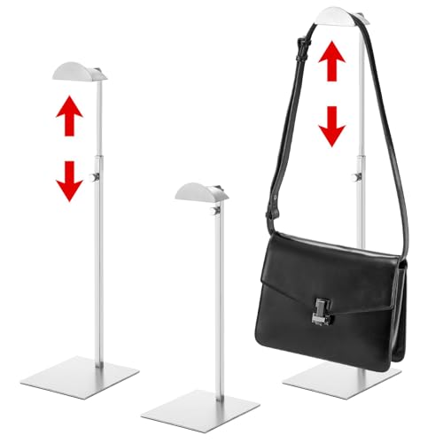 Hacaroa 3 Pack Purse Display Stand Stainless Steel Adjustable Height Metal Handbag Holder Single Bag Jewelry Display Rack for Home Boutique Store Silver
