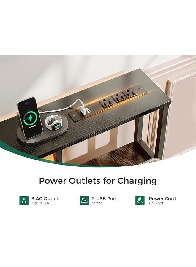 إن كي أكس مكتب كمبيوتر مع رف طابعة ومخرج طاقة - مكتب مع أضواء شريطية LED وطاولة محطة عمل للمكتب المنزلي - Image 4