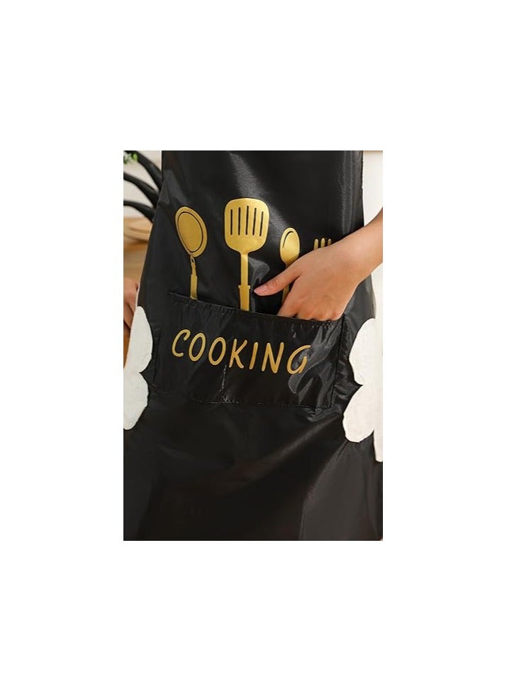 2Pcs Kitchen Apron with Hand Wipe, Aprons for Women with pockets,Waterproof for Cooking Baking Painting - Image 3