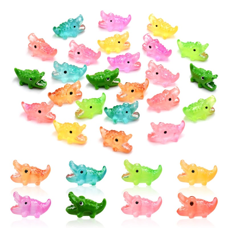 HOMICO 24 Pieces Mini Crocodile Animals Luminous Mini Resin Animals for Dollhouse Micro Fairy Garden Landscape Aquarium Birthday Decorations - Image 3