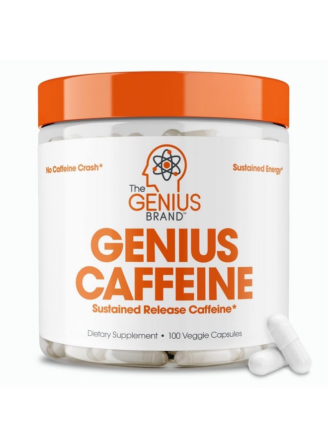 The Genius Brand جينيوس كافيين - أقراص كافيين ميكروكبسولة للإفراز المستمر لطاقة وتركيز سلسين وطويلين - بدون توتر أو انهيار - 100 ملغ لكل كبسولة - 100 حصة - معزز أداء طبيعي - Image 1