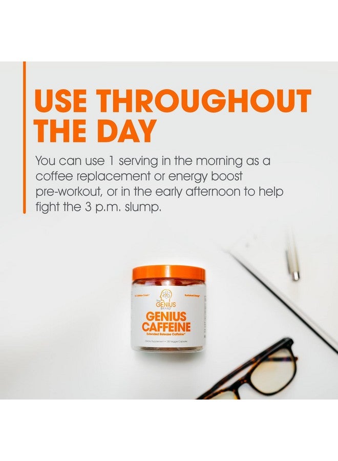 The Genius Brand جينيوس كافيين - أقراص كافيين ميكروكبسولة للإفراز المستمر لطاقة وتركيز سلسين وطويلين - بدون توتر أو انهيار - 100 ملغ لكل كبسولة - 100 حصة - معزز أداء طبيعي - Image 5