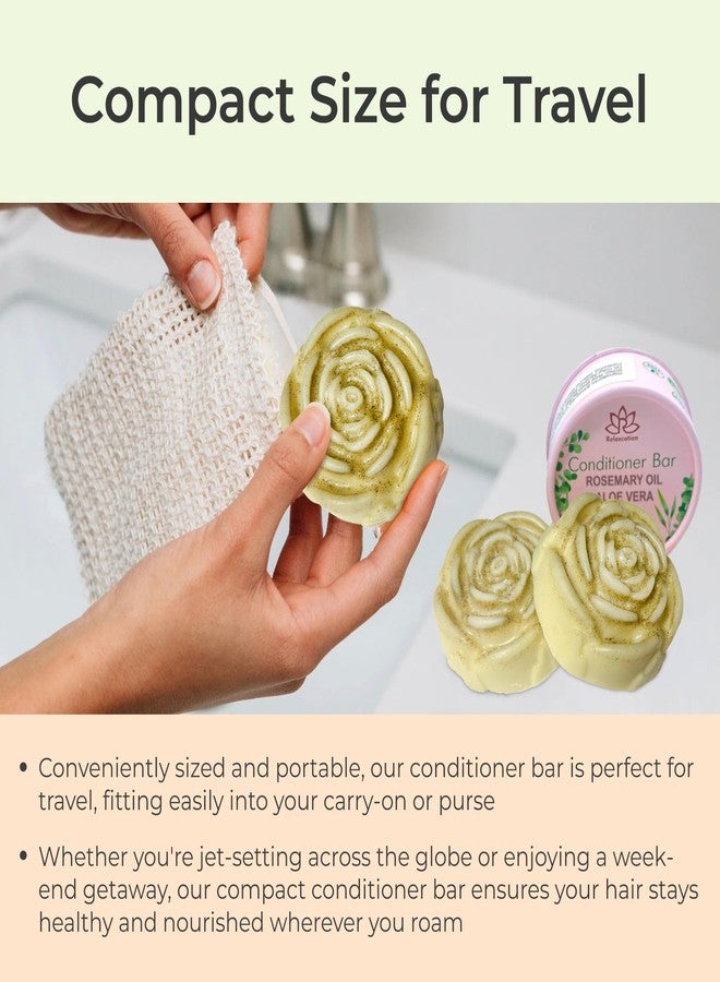 Relaxcation Organic Rosemary & Aloe Vera Conditioner Bar for Hair Growth - Herbal Solid Conditioner with Peppermint, Jojoba, Argan Oil & Panthenol - Moisturizing, Refreshing, Nourishing - Image 3