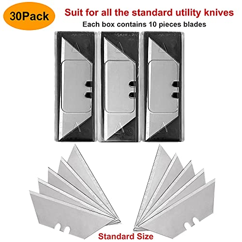 Vickay 30 Pack Utility Knife Blades, SK5 Steel Heavy Duty Box Cutter Replacement Blades with Plastic Case, Standard Size Razor Blades for Most Standard Utility Knives - Image 2