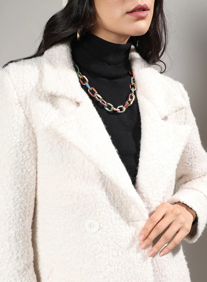 كامبوس سوترا Women's White Double-Breasted Sherpa Long Coat