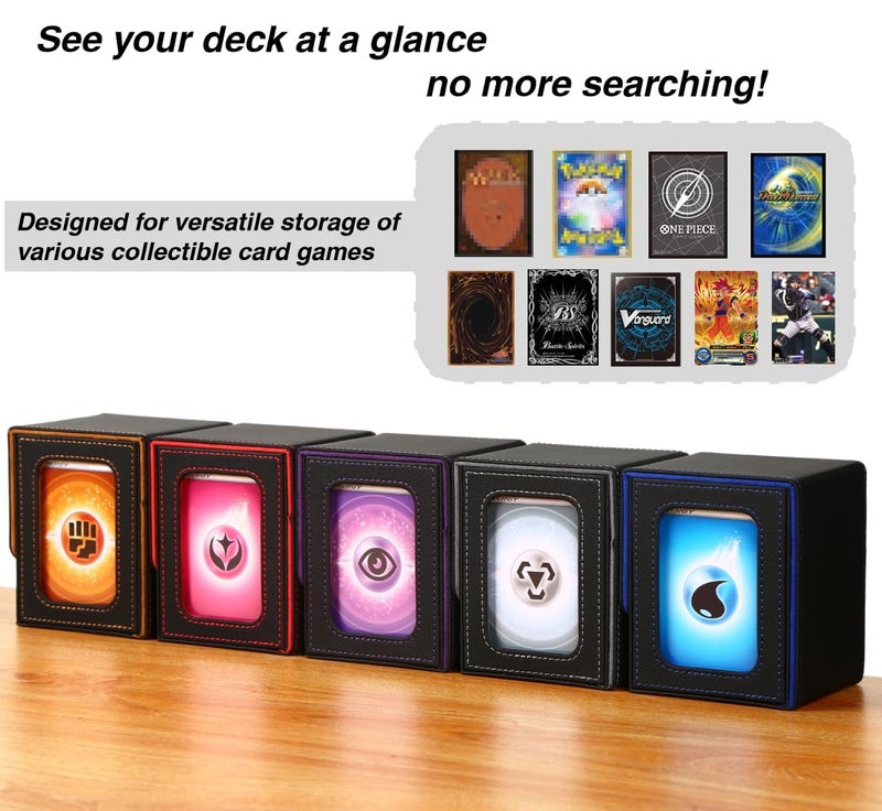 Venssu MTG Deck Box for Commander Display,Card Deck Boxes Fits 100 Double Sleeved Cards, TCG Card Storage Box (Turquoise and Pink, 1 window) - Image 5