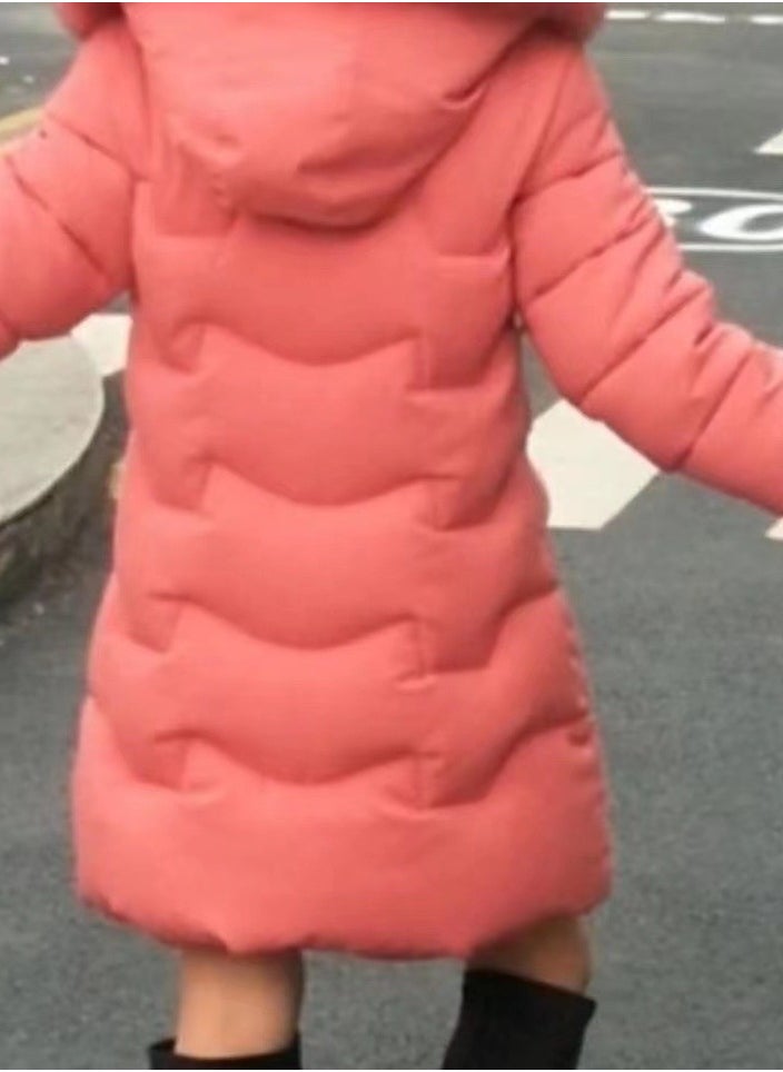 roaiss - Girls Kids Padded Coat School Quilted Jacket Fur Hooded Zipper Long Parka Winter - Image 1