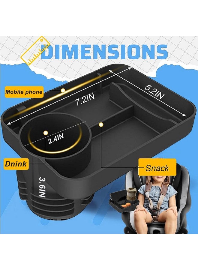 Elfzone Car Seat Cup Tray - Silicone Travel Tray for Car Seat with Expandable Base for Fruit, Toys, Books Fits Most Cup Holders - Image 2
