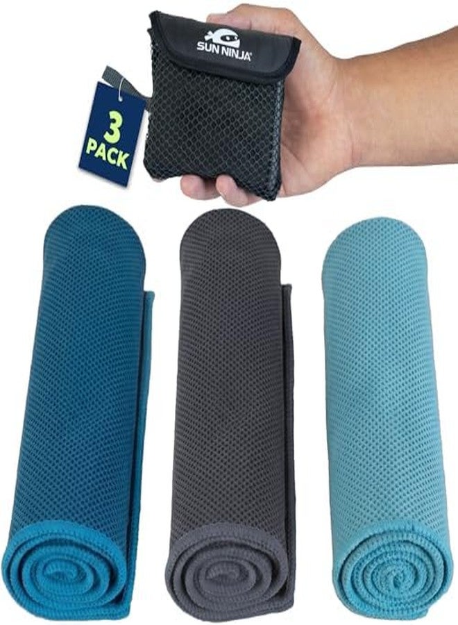 Sun Ninja Cooling Towels for Neck and Face, Instant Cold Towel for Hot Yoga, Sports, Gym and Golf, Microfiber Cooling Cloth - 3 Pack - Image 1