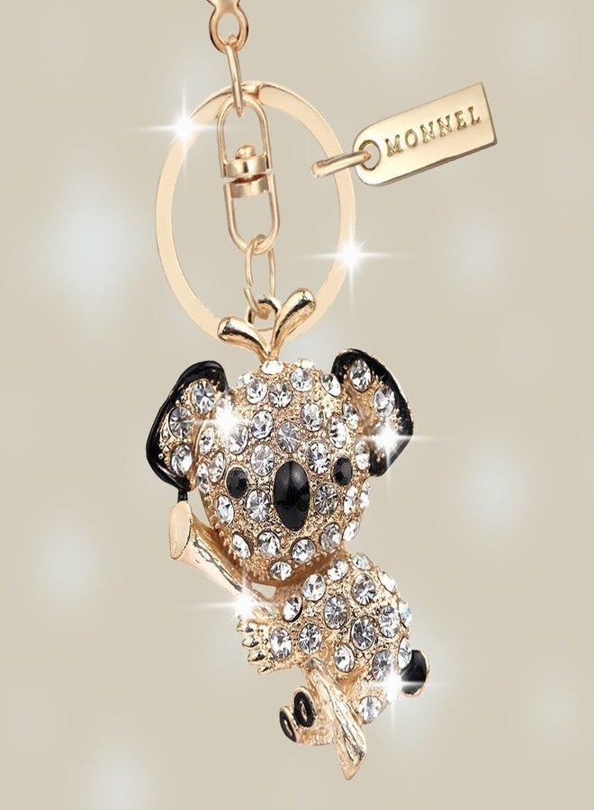 Monnel Bling Crystal Big Koala Bear Charm Pendant Keychain Key Ring With Velvet Bag MZ805-1 Golden - Image 2
