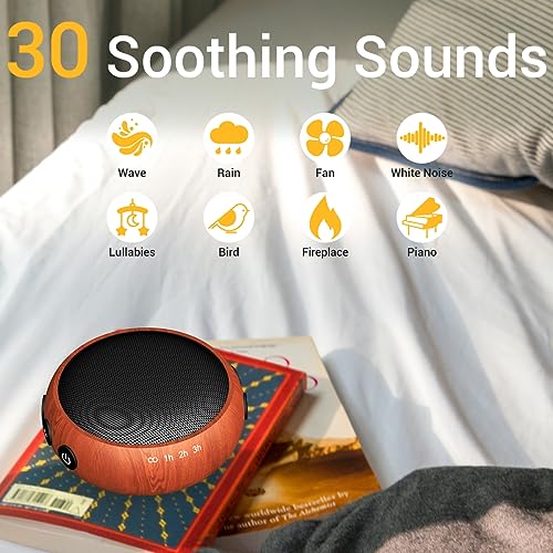 SoundMe Sound Machine Small White Noise Machine with 30 Soothing Sounds Sleep Machine for Baby Kids Adults Natural Sounds Rain Fan Brown Pink Nosie Machine with 36 Volume Levels for Office Home Travel(Wooden) - Image 2