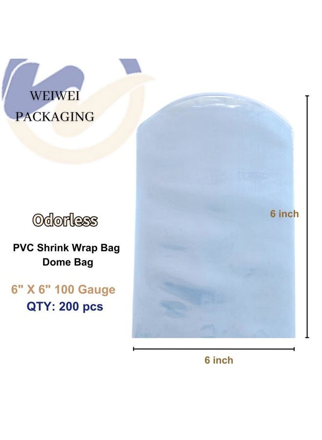 WEIWEI PACKAGING WEIWEI - 200 PCS 6x6 inch Odorless PVC Heat Shrink Wrap Bags 100 Gauge | Dome Shrink Bags - Image 2