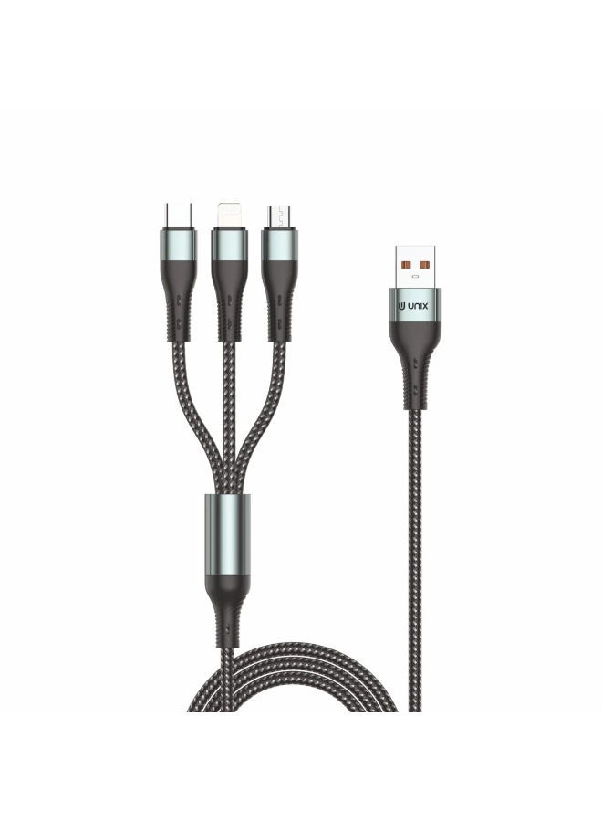 يونيكس Unix UX-T12 – كابل شحن سريع 3 في 1 - Image 1