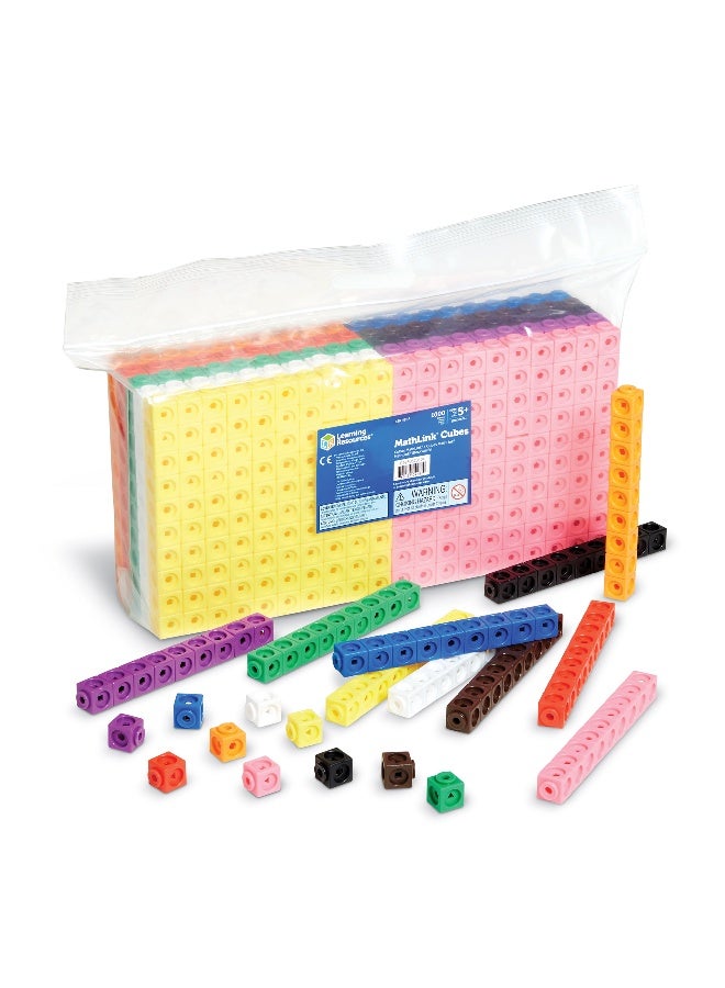 Learning Resources Mathlink Cubes Bulk Set (1000-Piece Set, 2Cm, 10 Colors, Ages 5+) - Image 1