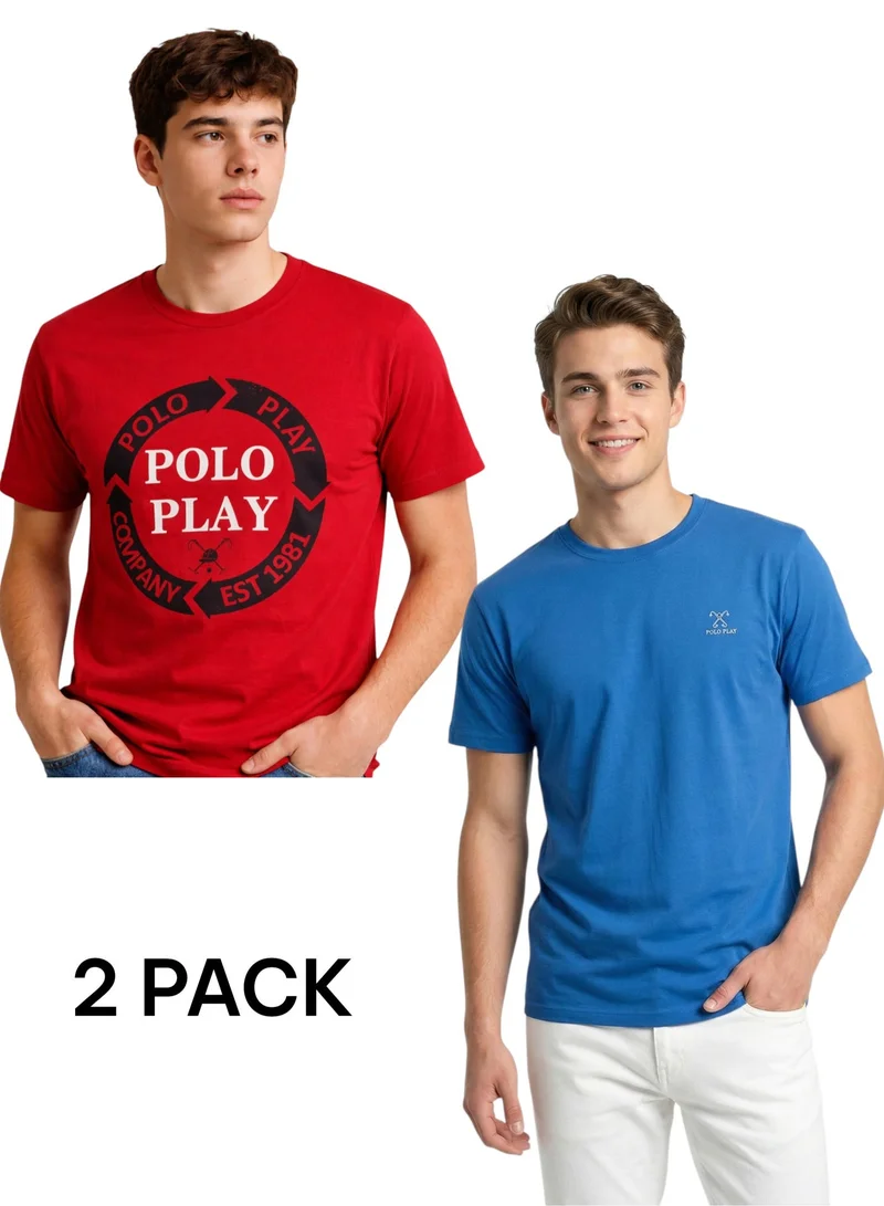 بولو بلاي  Men’s Graphic and Small Embroidery T-Shirt-2 pack