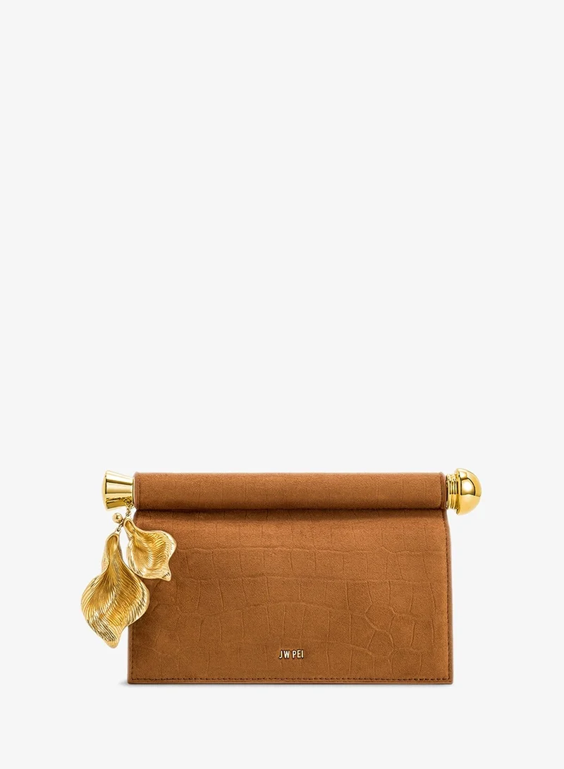 JW PEI Holly Faux Suede Metal Pendant Embellished Clutch