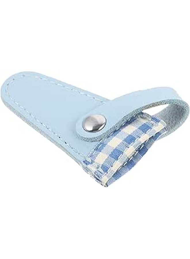 Blue Plaid Leather Sewing Scissors Cover Sleeve Protective Storage Bag for Craft DIY - Image 1