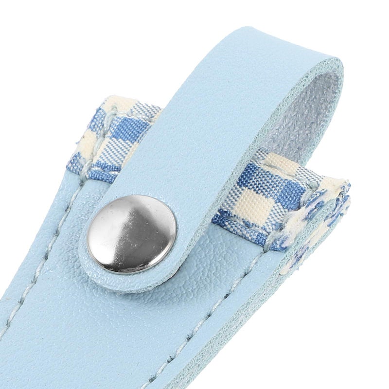 Blue Plaid Leather Sewing Scissors Cover Sleeve Protective Storage Bag for Craft DIY - Image 4