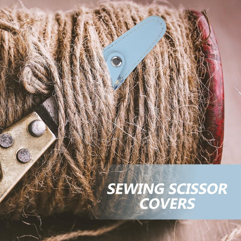 Blue Plaid Leather Sewing Scissors Cover Sleeve Protective Storage Bag for Craft DIY - Image 5