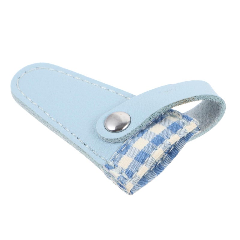 Blue Plaid Leather Sewing Scissors Cover Sleeve Protective Storage Bag for Craft DIY - Image 2