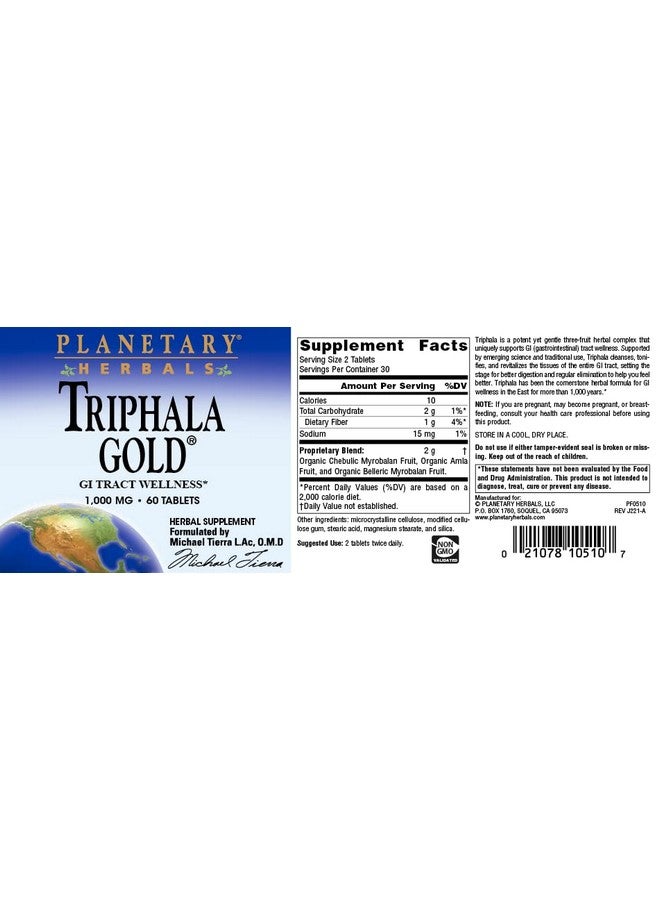 Planetary Herbals Triphala Gold 1000mg - 60 Tablets - Image 4