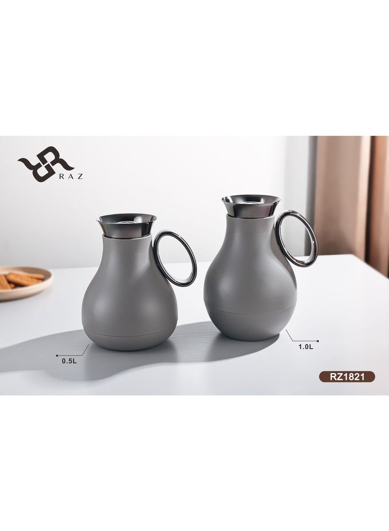 Raz طقم ترمس قهوة وشاي عربي – ترمس فاخر ناعم الملمس بحافة من الفولاذ المقاوم للصدأ للقهوة والشاي - Image 1