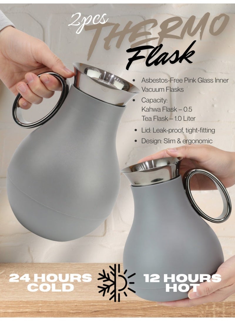 Raz طقم ترمس قهوة وشاي عربي – ترمس فاخر ناعم الملمس بحافة من الفولاذ المقاوم للصدأ للقهوة والشاي - Image 3