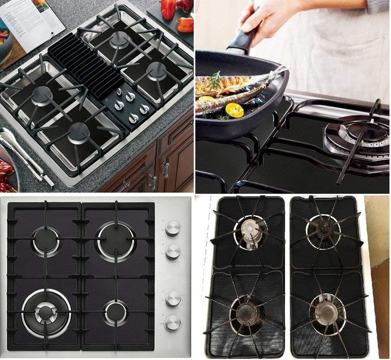 LAVNIK Square Stove Burner Covers NonStick Gas Range Protectors Liners Stove Burner Liner Cover Gas Stove Burner Covers Non Stick Reusable Cover Easy to Clean Double Thickness - Image 2