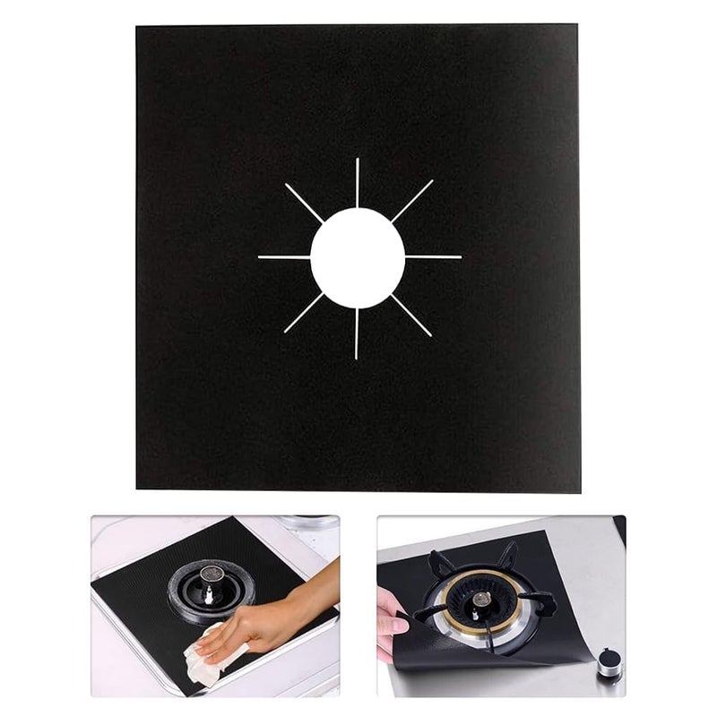 LAVNIK Square Stove Burner Covers NonStick Gas Range Protectors Liners Stove Burner Liner Cover Gas Stove Burner Covers Non Stick Reusable Cover Easy to Clean Double Thickness - Image 1