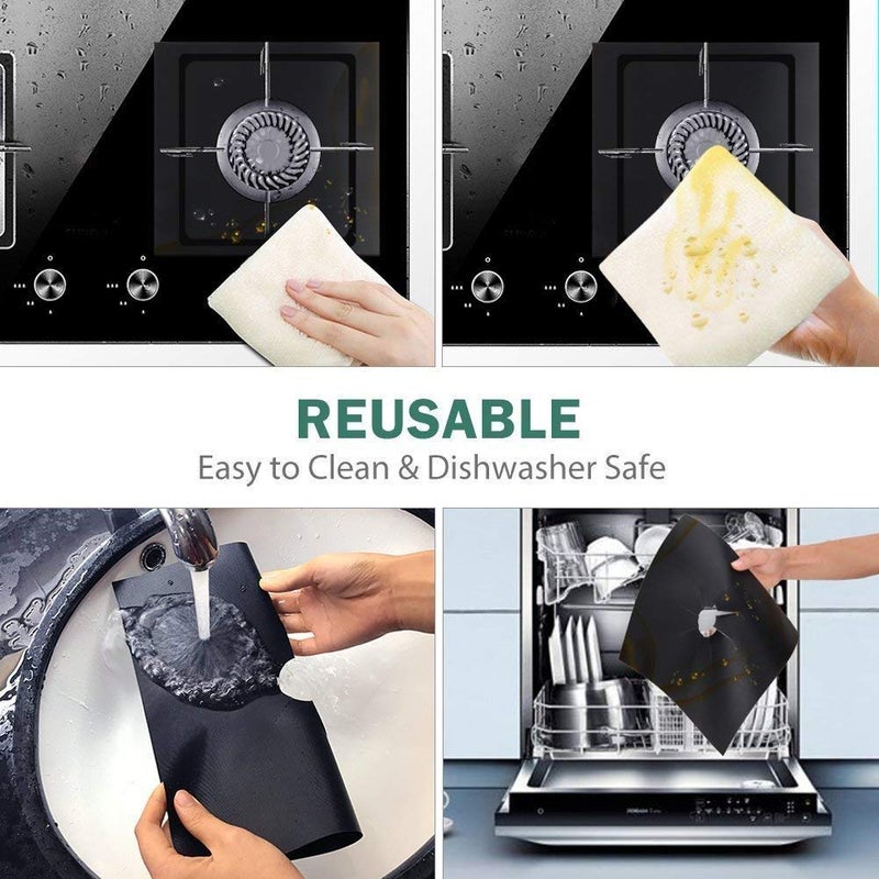 LAVNIK Square Stove Burner Covers NonStick Gas Range Protectors Liners Stove Burner Liner Cover Gas Stove Burner Covers Non Stick Reusable Cover Easy to Clean Double Thickness - Image 4