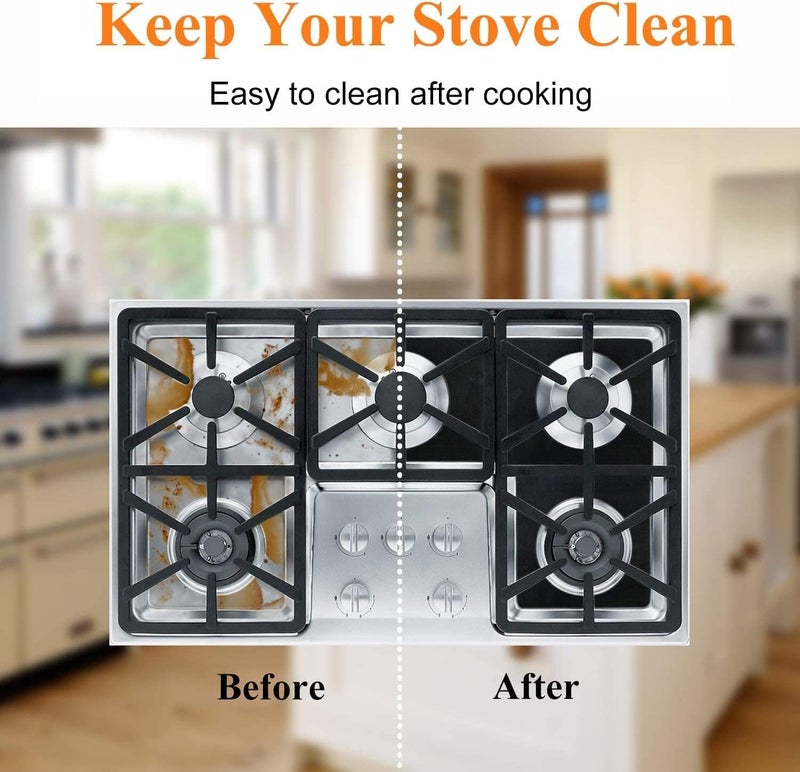LAVNIK Square Stove Burner Covers NonStick Gas Range Protectors Liners Stove Burner Liner Cover Gas Stove Burner Covers Non Stick Reusable Cover Easy to Clean Double Thickness - Image 3