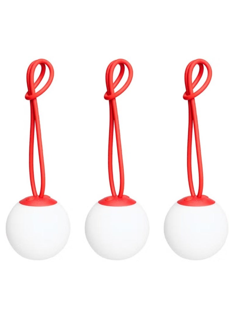 Fatboy Bolleke Mini Hanging Light | Rechargeable LED Lamps | Portable & Dimmable | Warm White Outdoor/Indoor with Hanging Loop | USB Charging | Waterproof IP55 Mood Lighting Set of 03 - Red - Image 1
