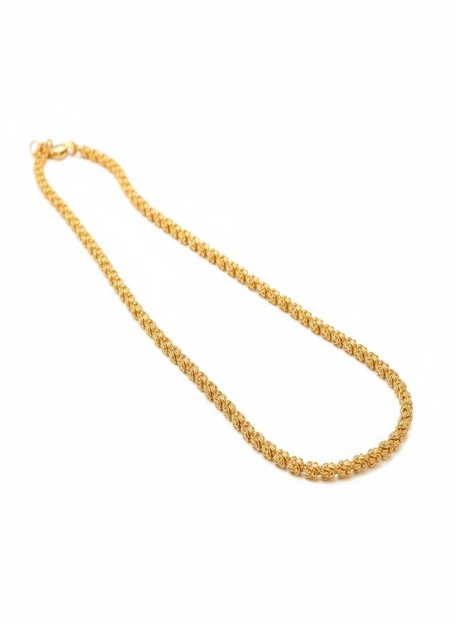 قلادة بورمالا تقليدية مطلية بالذهب من AAIKU، مصنوعة من خرز بيضاوي مصقول بدقة، بطول 30 بوصة، مناسبة للنساء والفتيات. لونها ذهبي. - Image 1