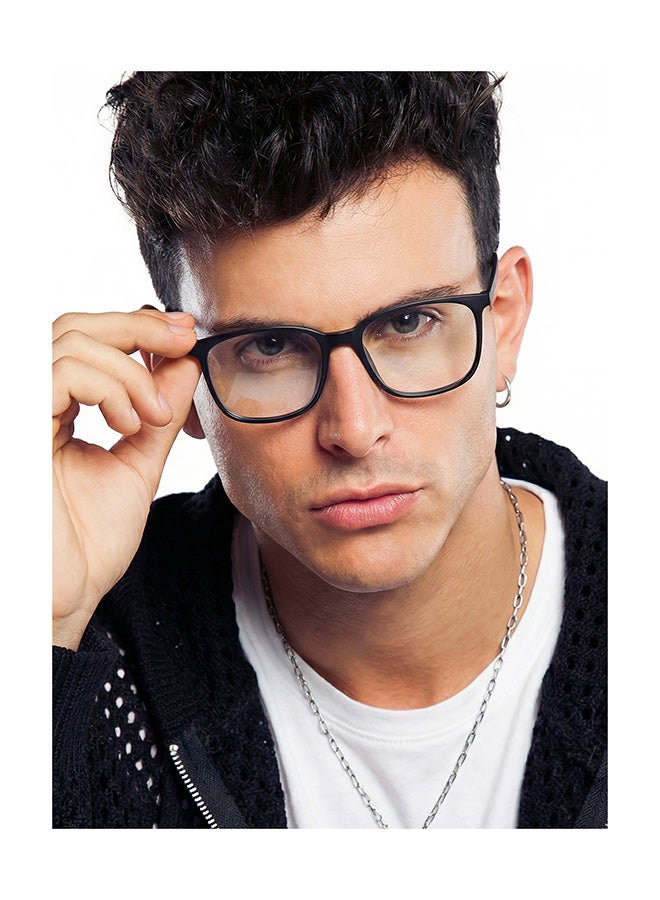 لينسكارت بلو نظارة طبية زيرو باور للكمبيوتر بإطار كامل الحواف شكل مربع وعدسات بلوكات ضد اللمعان - مقاس 51 مم - أسود - طراز LB E13526 للجنسين - Image 3