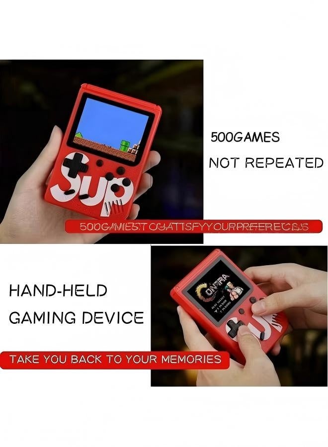 SUP SUP Retro Handheld Game Console, 500 Classic Games, 3.5'' LCD Screen Handheld Video Game Console, Support 2 Players and TV Connection, 1Player(Red)   2 Player(White) - Image 2