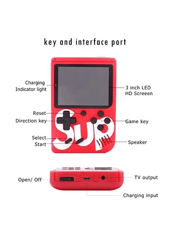 SUP SUP Retro Handheld Game Console, 500 Classic Games, 3.5'' LCD Screen Handheld Video Game Console, Support 2 Players and TV Connection, 1Player(Red)   2 Player(White) - Image 3