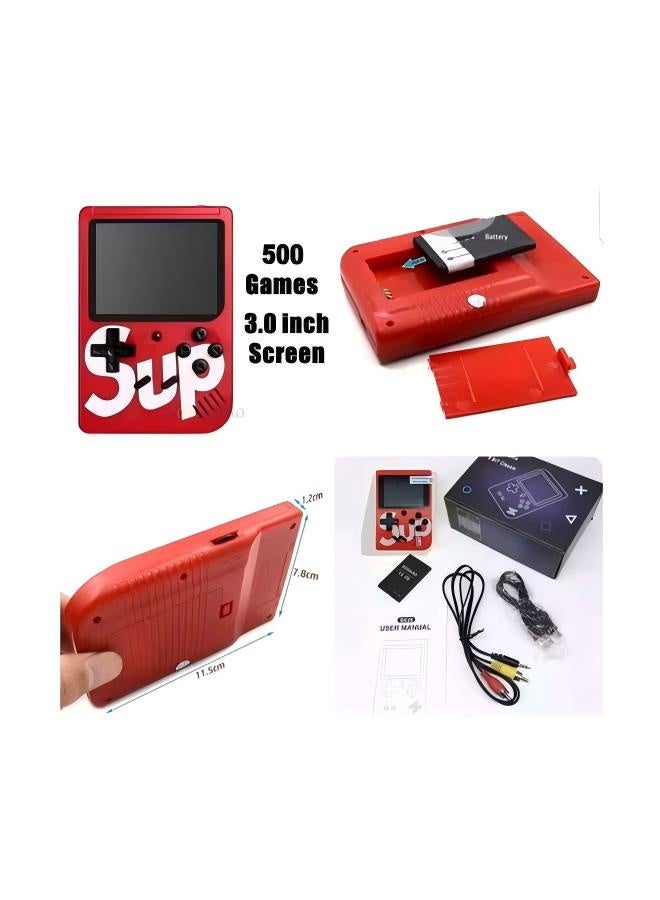 SUP SUP Retro Handheld Game Console, 500 Classic Games, 3.5'' LCD Screen Handheld Video Game Console, Support 2 Players and TV Connection, 1Player(Red)   2 Player(White) - Image 4