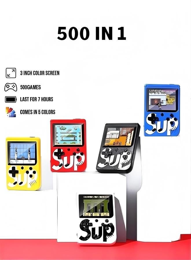 SUP SUP Retro Handheld Game Console, 500 Classic Games, 3.5'' LCD Screen Handheld Video Game Console, Support 2 Players and TV Connection, 1Player(Red)   2 Player(White) - Image 1
