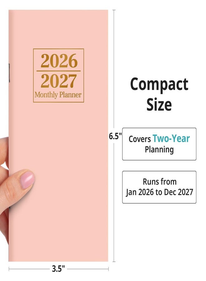 Taja Pocket Calendar 2026-2027 for Purse, Two Year Monthly Planner Pocket Size, Jan 2026 to Dec 2027 Monthly Planner Small Size (6.5" x 3.5") - Pink - Image 3