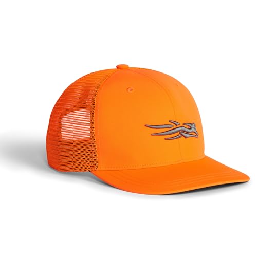 SITKA Trucker Hat - Adjustable Outdoor Snap Back Hat for Men, Blaze Orange, One Size Fits All - Image 1