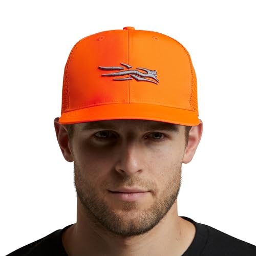 SITKA Trucker Hat - Adjustable Outdoor Snap Back Hat for Men, Blaze Orange, One Size Fits All - Image 2