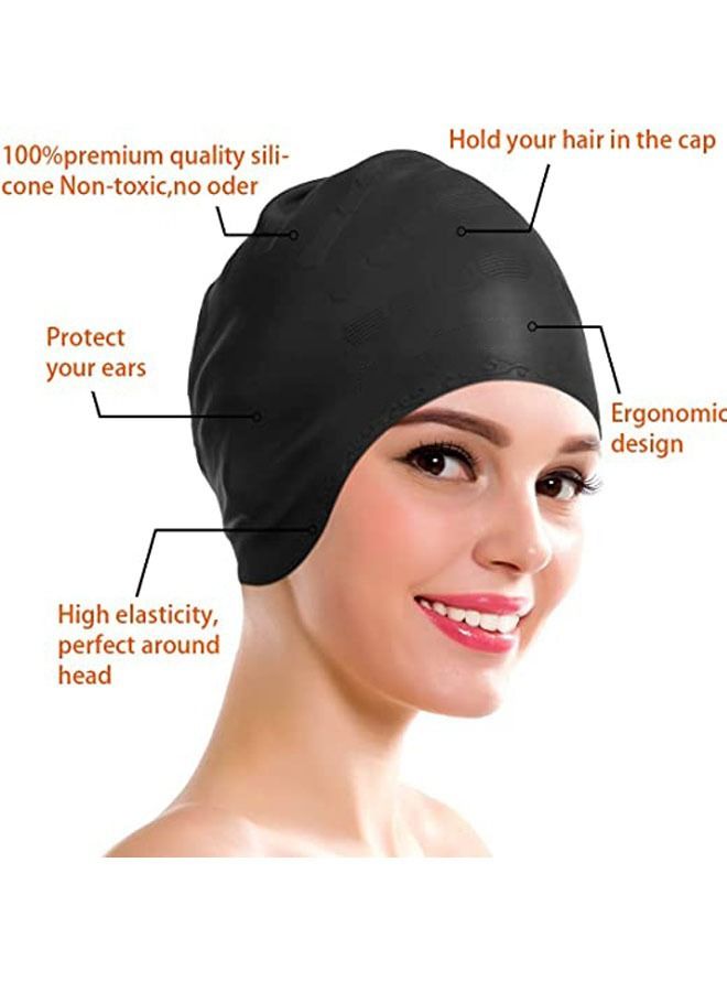 Rock Pow Rock Pow Swim Cap Swim Goggles, Swim Cap for Long Hair Anti Fog UV Protection for Adult Kid with Nose Clip Ear Plugs Sets - Image 2