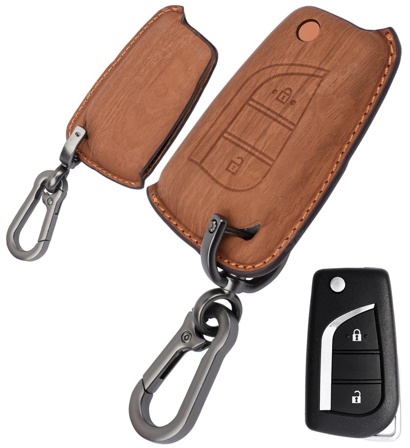 Coll of Fest Car Key Cover Compatible with Toyota Innova Crysta and corrola altis 2-Button Smart Key (Metal Silicone) - Image 1