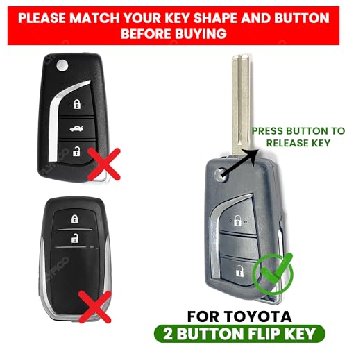 Coll of Fest Car Key Cover Compatible with Toyota Innova Crysta and corrola altis 2-Button Smart Key (Metal Silicone) - Image 2