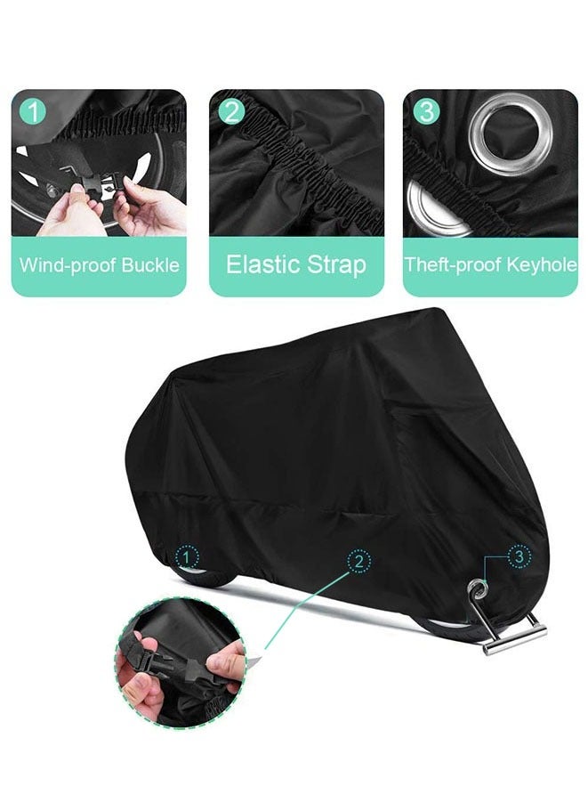 Muyixin غطاء دراجة نارية مقاوم للماء، غطاء دراجة نارية 190T مقاوم للماء في الهواء الطلق لجميع الفصول، حماية من المطر والثلج والأشعة فوق البنفسجية مع ثقوب للقفل - Image 5