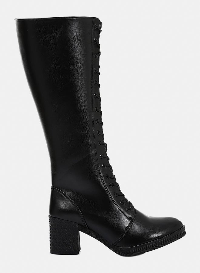XO Style Leather Boot - Black (7CM) - Image 2