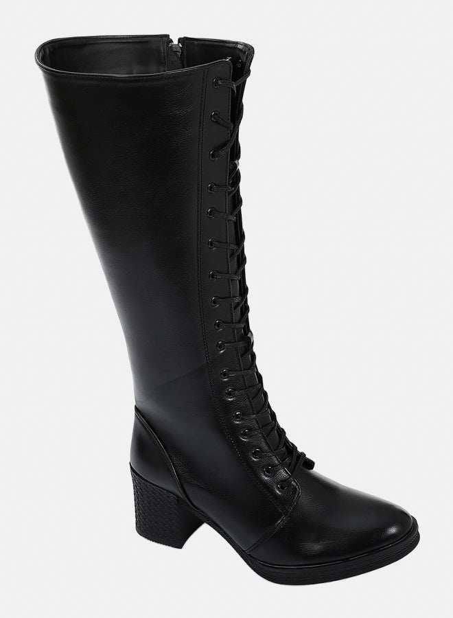 XO Style Leather Boot - Black (7CM) - Image 1