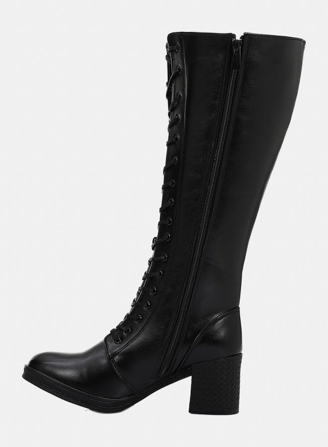 XO Style Leather Boot - Black (7CM) - Image 4