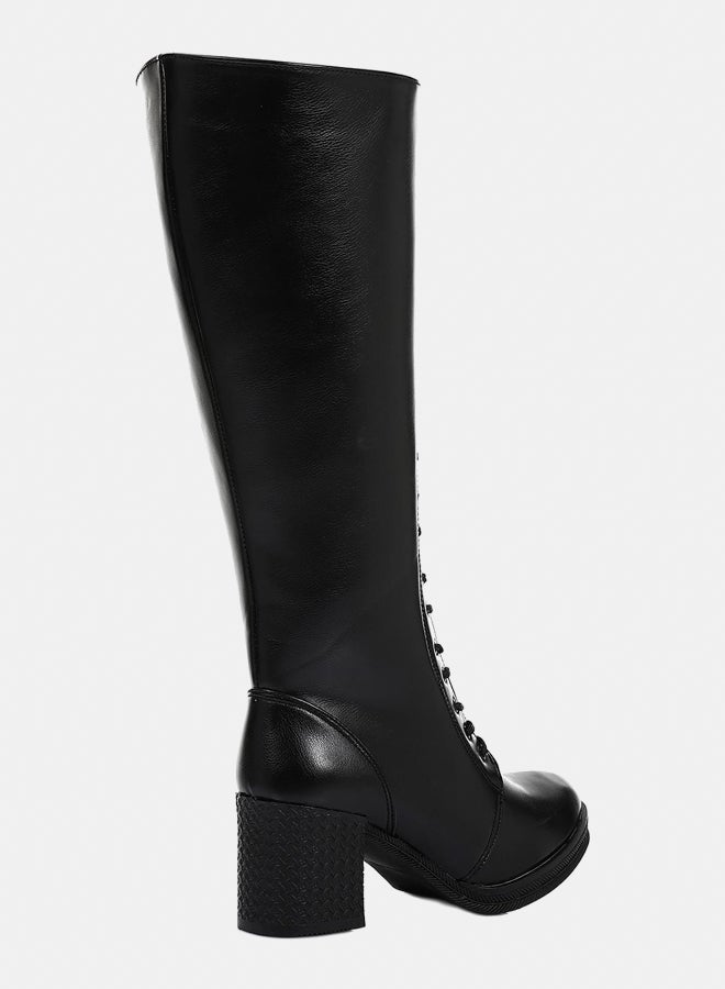 XO Style Leather Boot - Black (7CM) - Image 3