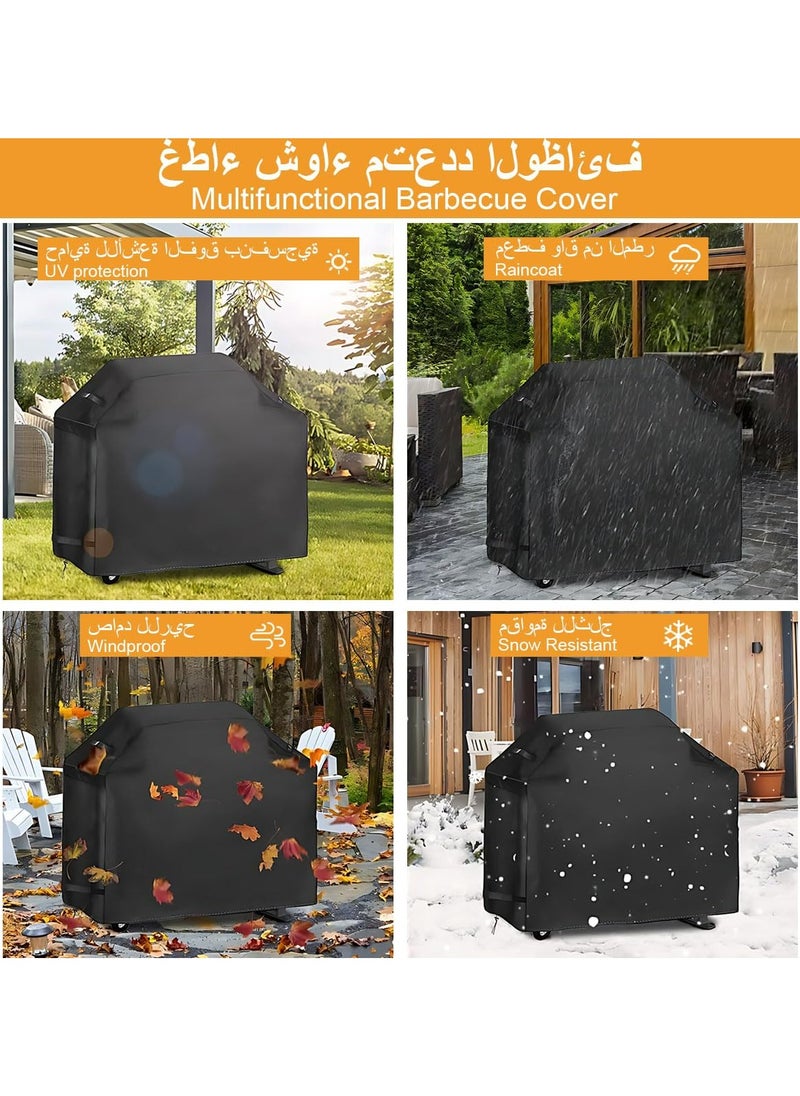 Dominy Grill Cover,Barbecue Charcoal Grill Cover with Adjustable Strap, Anti-UV Gas Burner Heavy Duty Smoker Oven Protection Cover Dust-proof Waterproof 65 Inch Polyester BBQ Cover for Camping Picnic Outdoor  - Image 4